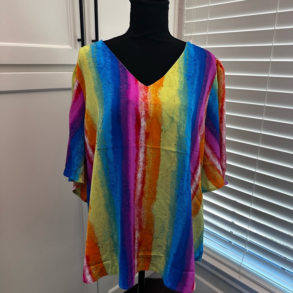 Emily Wonder rainbow blouse. Never worn. Size XL